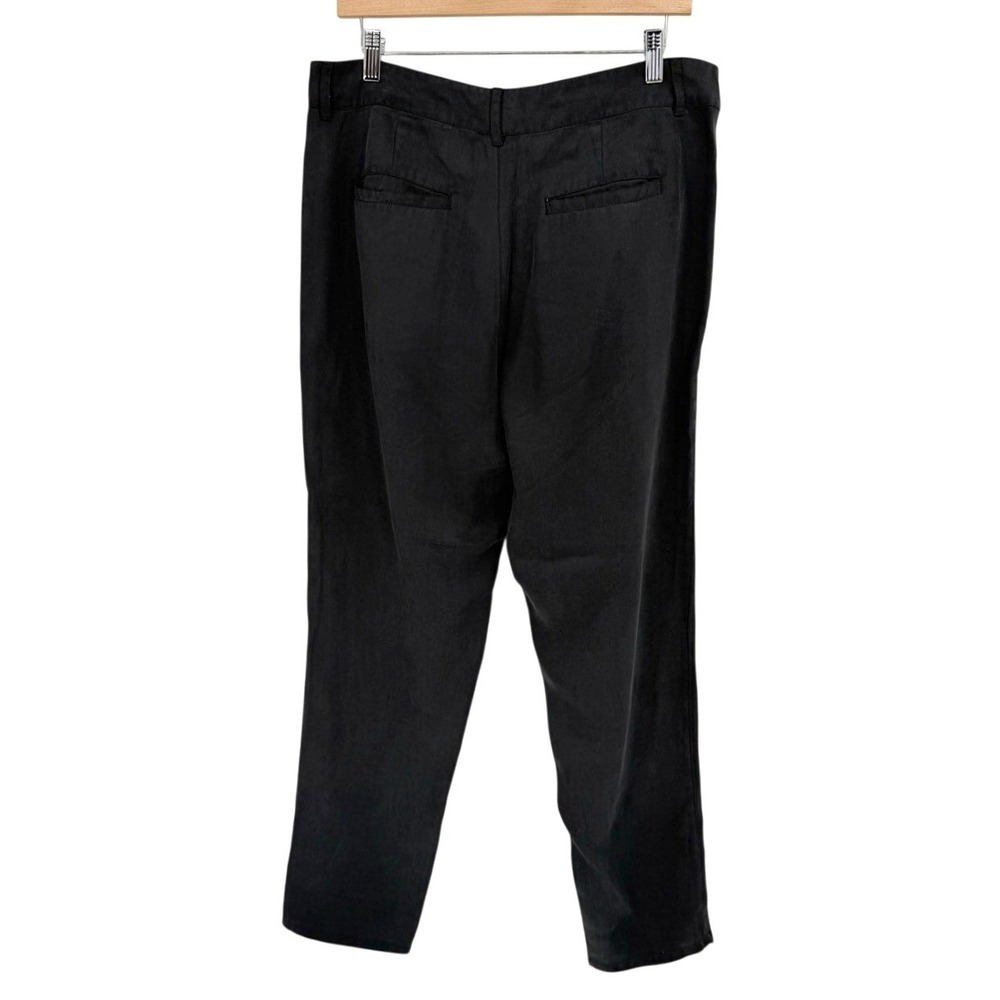 Michael Stars Women Size Large Straight Leg Pant Lyocell Pleated Black Trouser - Picture 4 of 7